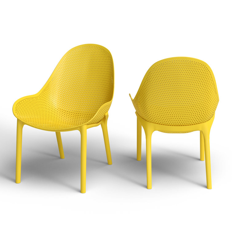 Yellow Polypropylene Armless Outdoor Lounge Chair Set