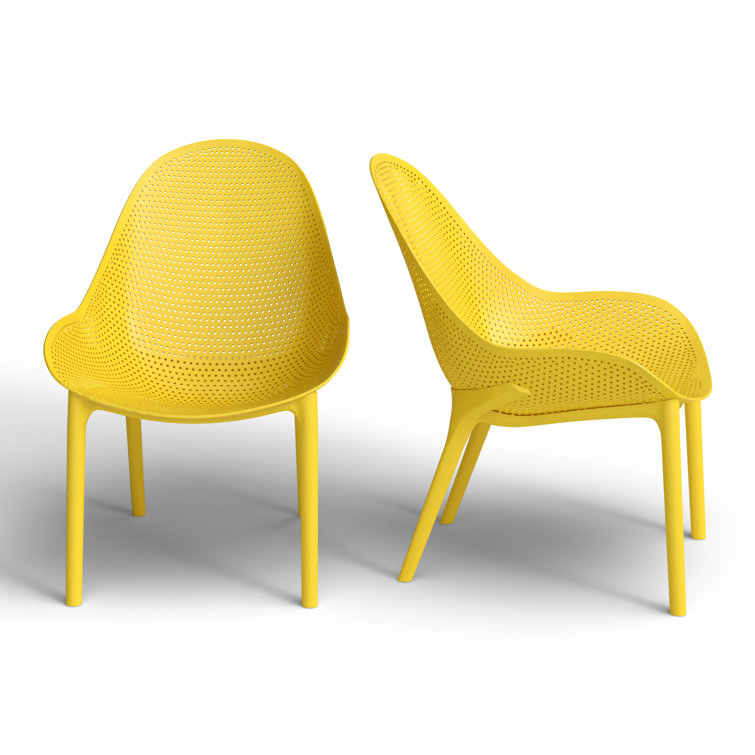 Yellow Polypropylene Armless Outdoor Lounge Chair Set