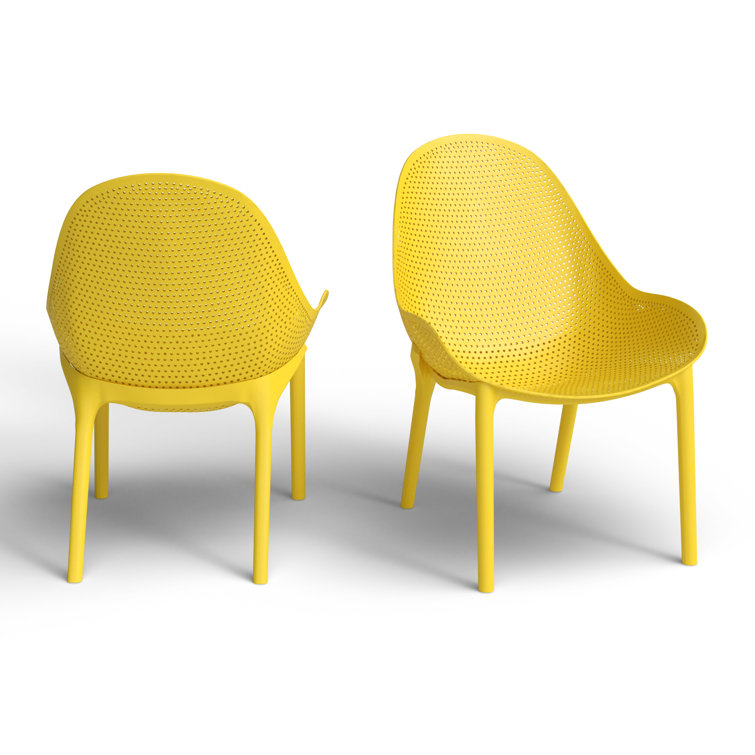 Yellow Polypropylene Armless Outdoor Lounge Chair Set