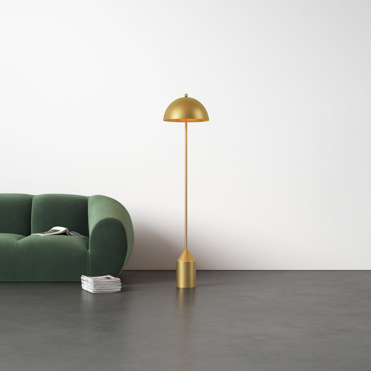 Jemma 59'' Gold Iron Floor Lamp with Dome Shade