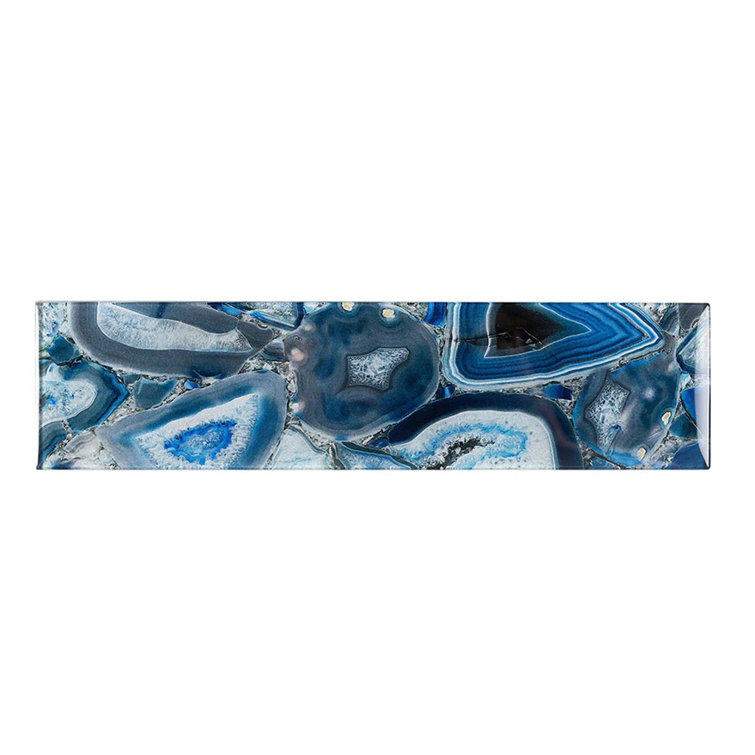 12" x 3" Glossy Blue Glass Subway Wall Tile