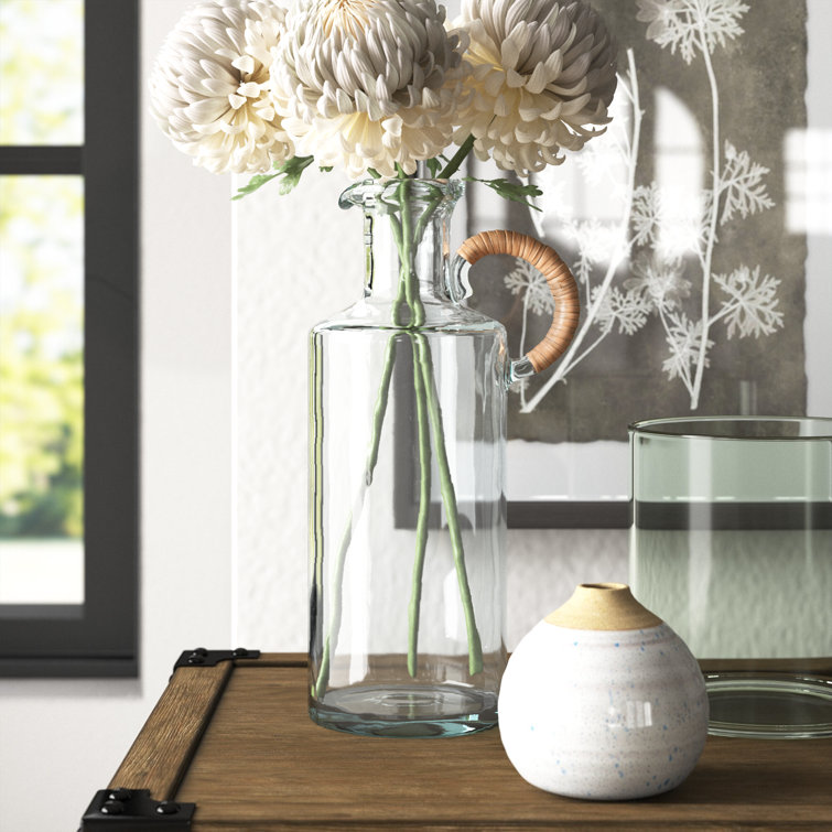 Quebec 10'' Clear Glass Decorative Bottle with Natural Handle