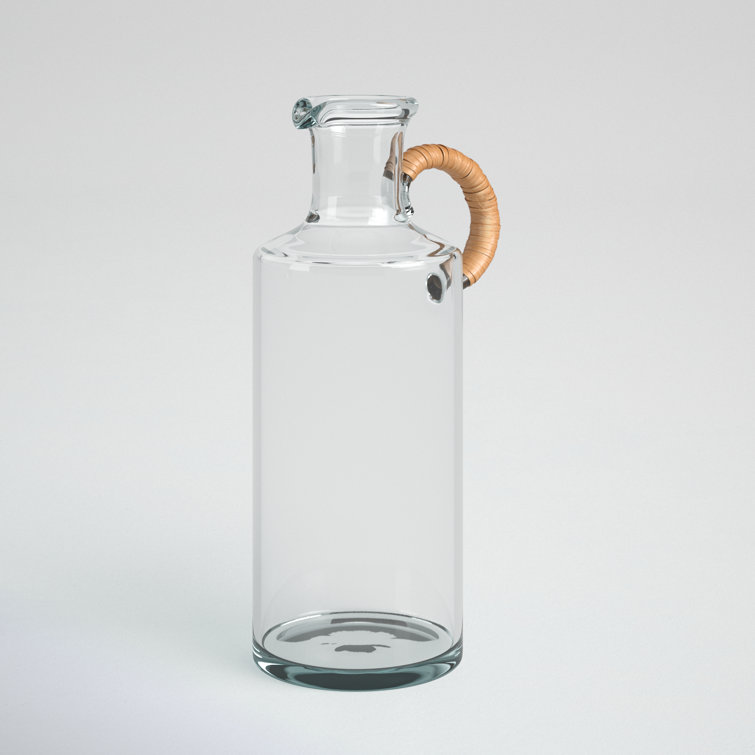 Quebec 10'' Clear Glass Decorative Bottle with Natural Handle