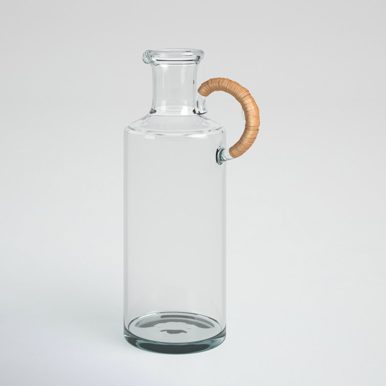 Quebec 10'' Clear Glass Decorative Bottle with Natural Handle