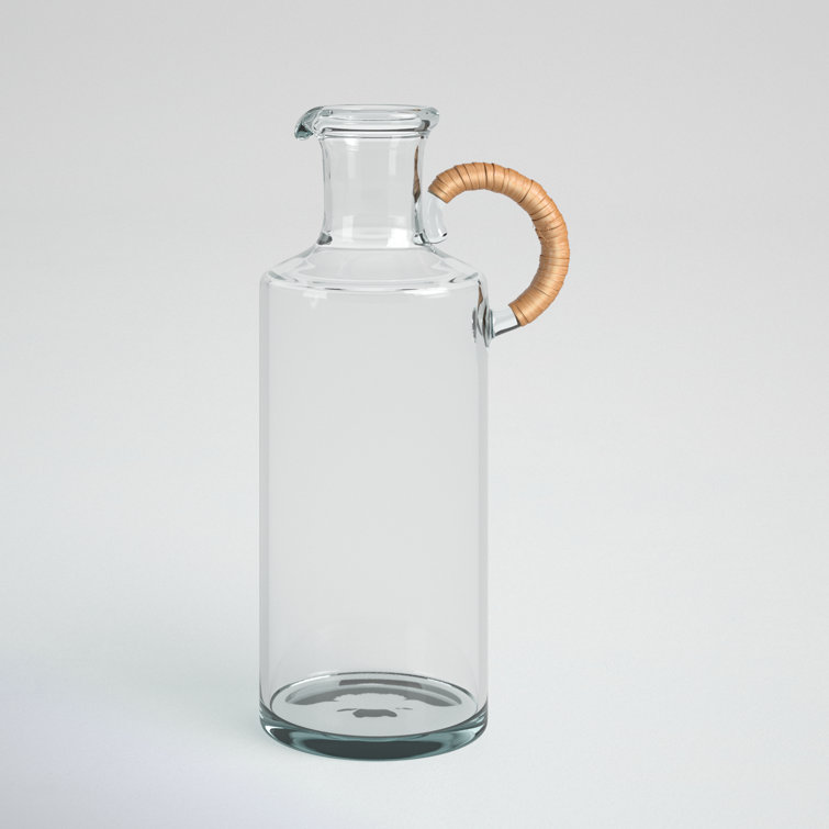Quebec 10'' Clear Glass Decorative Bottle with Natural Handle