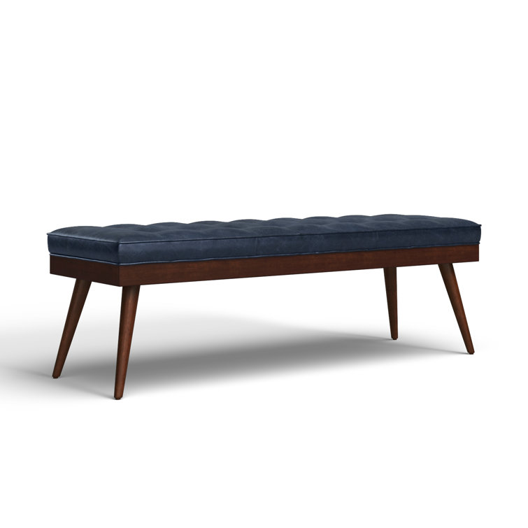 Athan Midnight Blue Full-Grain Italian Leather 55" Bench