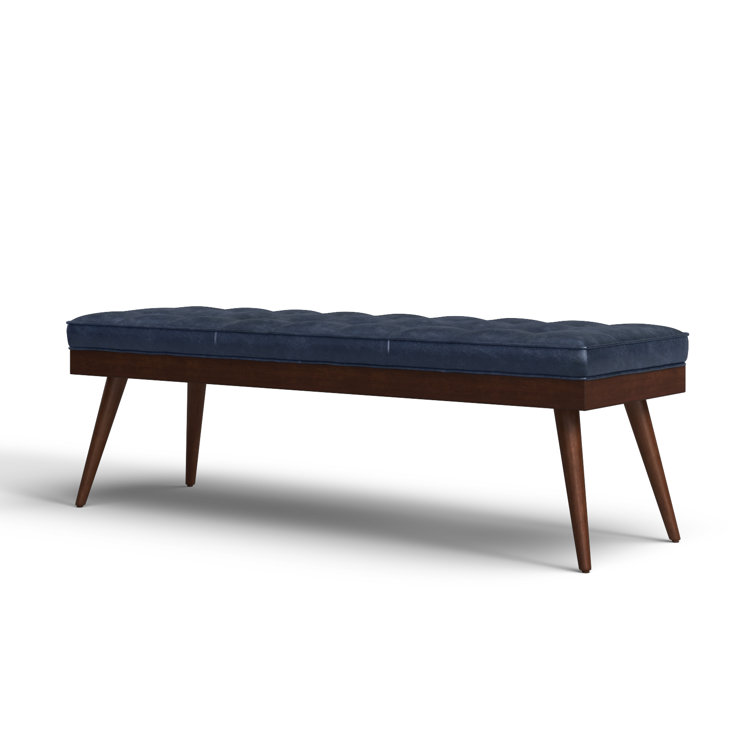 Athan Midnight Blue Full-Grain Italian Leather 55" Bench