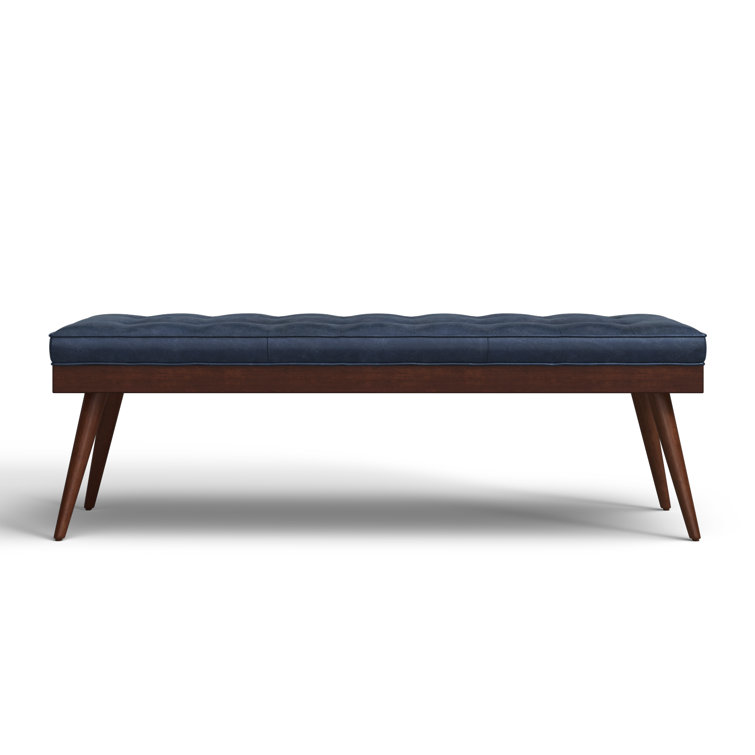 Athan Midnight Blue Full-Grain Italian Leather 55" Bench