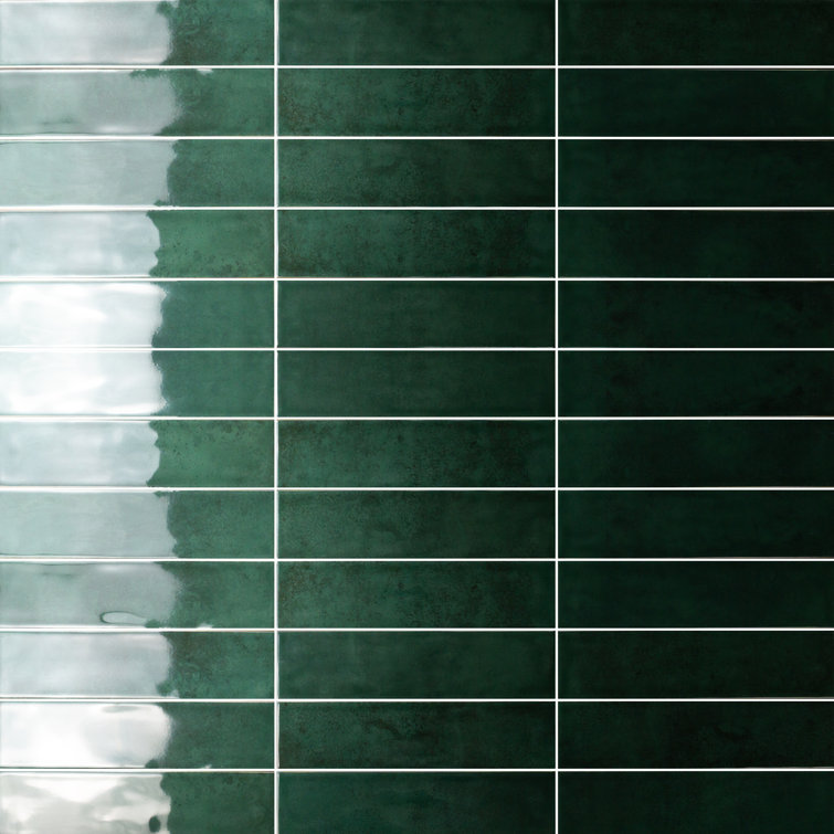 Emerald Green Glossy Ceramic Subway Wall Tiles, 3" x 12"