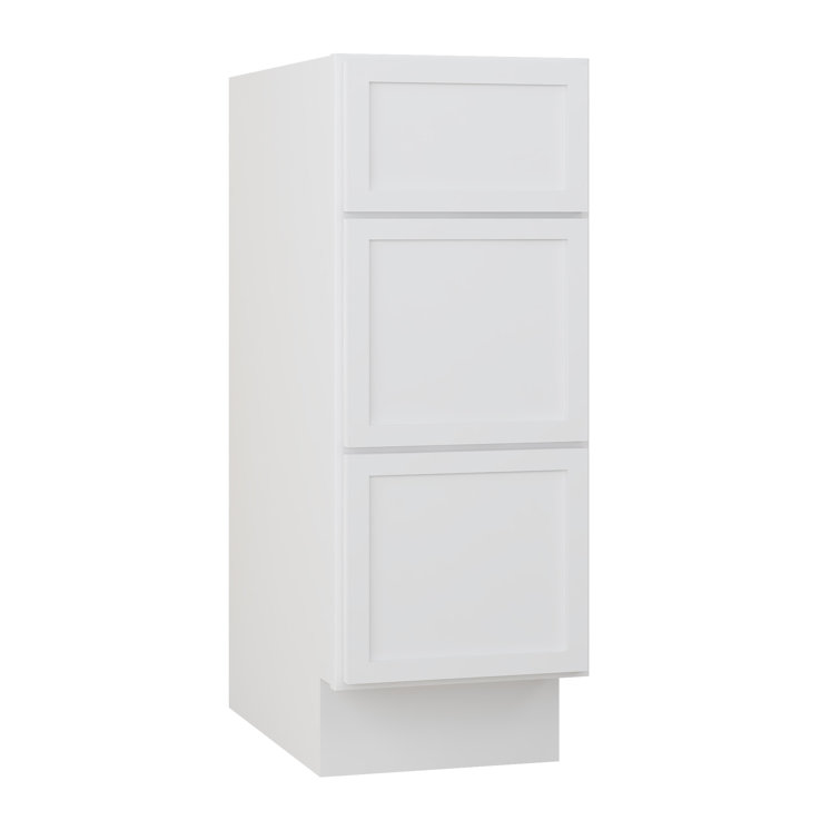 White 12" Freestanding Birch and Plywood Storage Cabinet with 3 Drawers