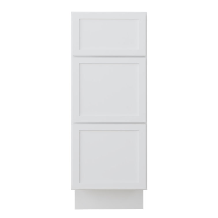 White 12" Freestanding Birch and Plywood Storage Cabinet with 3 Drawers