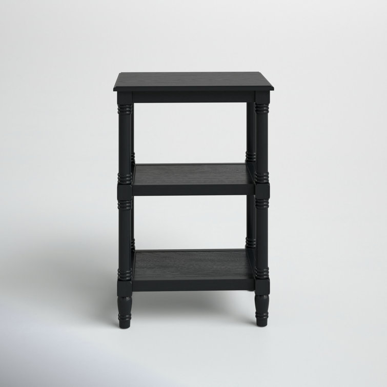 Cassie Classic Black Wood 3-Shelf End Table