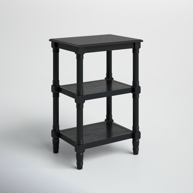 Cassie Classic Black Wood 3-Shelf End Table