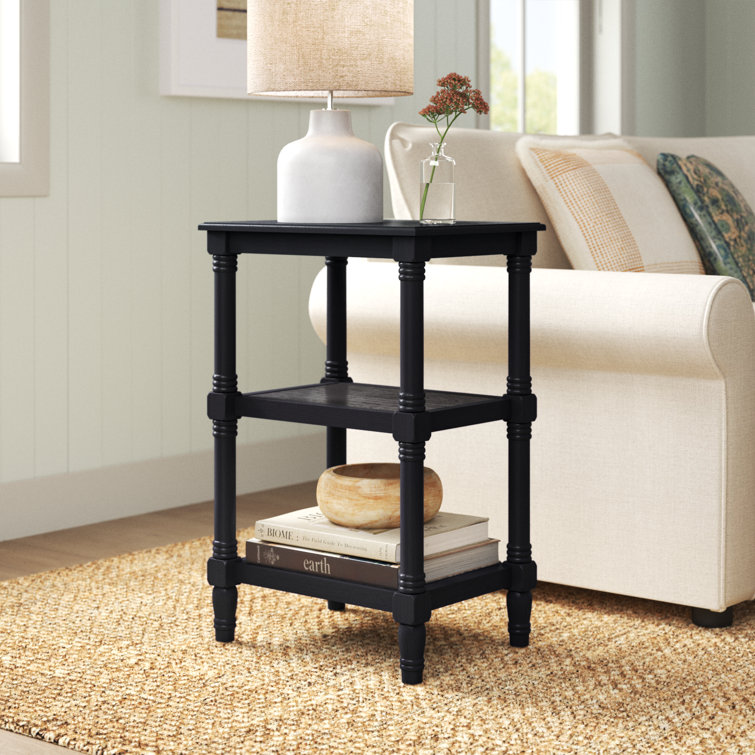 Cassie Classic Black Wood 3-Shelf End Table