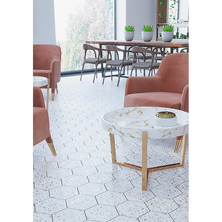 Terra Mia Matte White Hexagon Porcelain Wall and Floor Tile