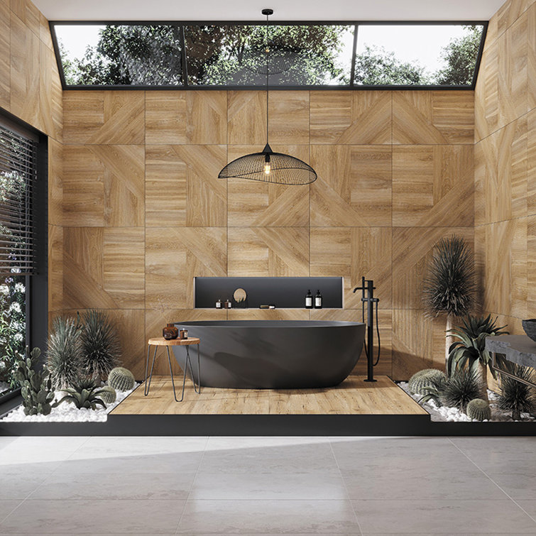 Matte Light Brown Porcelain Wall and Floor Tile Set