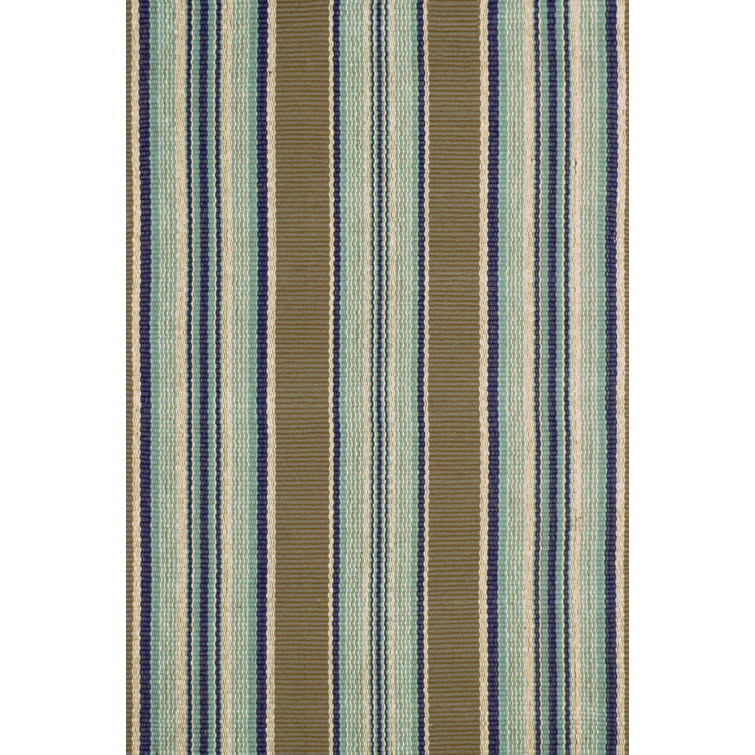 Coastal Farmhouse Blue Heron Stripe Indoor/Outdoor Rug 5' x 8'