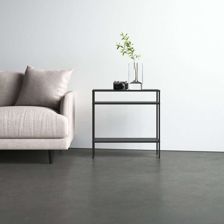 Blackened Bronze Rectangular Stainless Steel End Table with Shelves