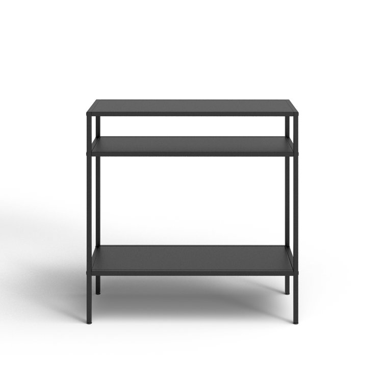 Blackened Bronze Rectangular Stainless Steel End Table with Shelves