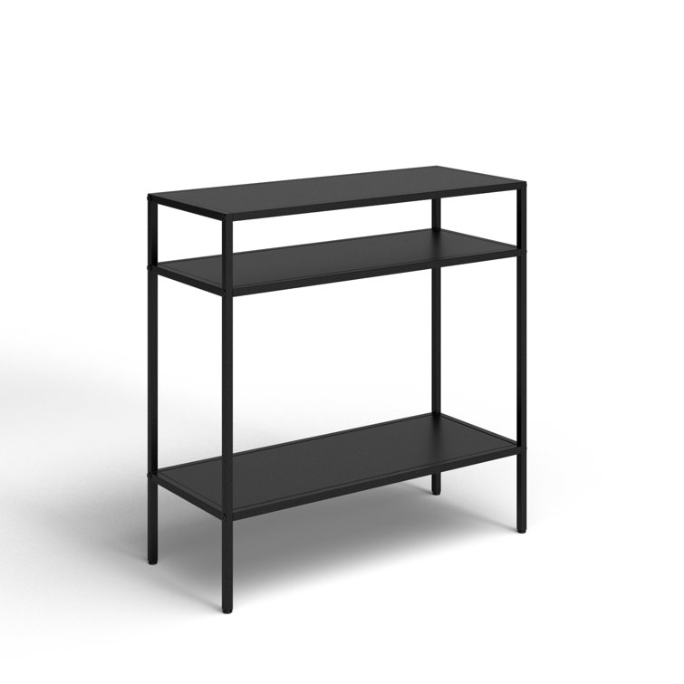 Blackened Bronze Rectangular Stainless Steel End Table with Shelves