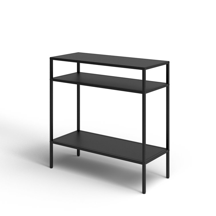 Blackened Bronze Rectangular Stainless Steel End Table with Shelves