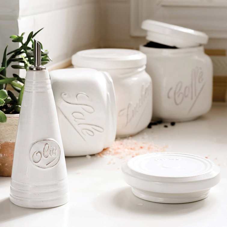 Lastra White Ceramic Olive Oil Bottle Dispenser