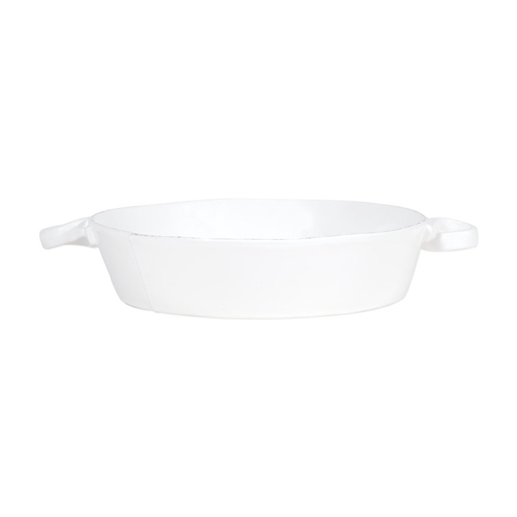 White Ceramic Handled Round Baker Dish