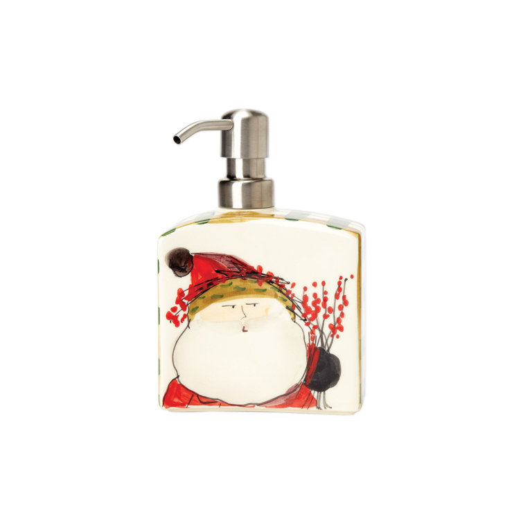 Handpainted Ceramic Santa Claus Soap Dispenser with Stainless Steel Pump