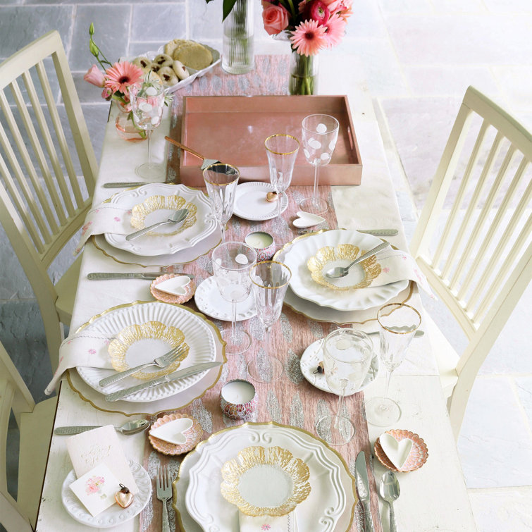 White Hand-Painted Ceramic Ruffle Dinner Plate