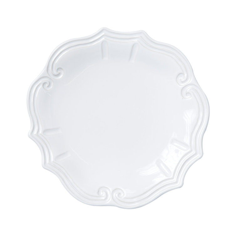 White Handcrafted Ceramic Scallop Dinner Plate