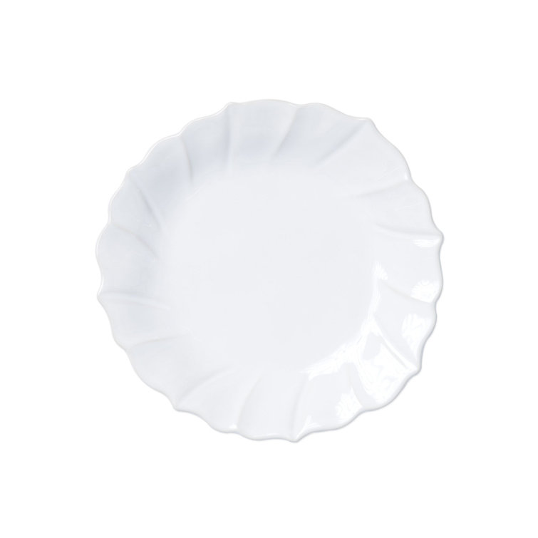White Handcrafted Ceramic Ruffle Salad Plate