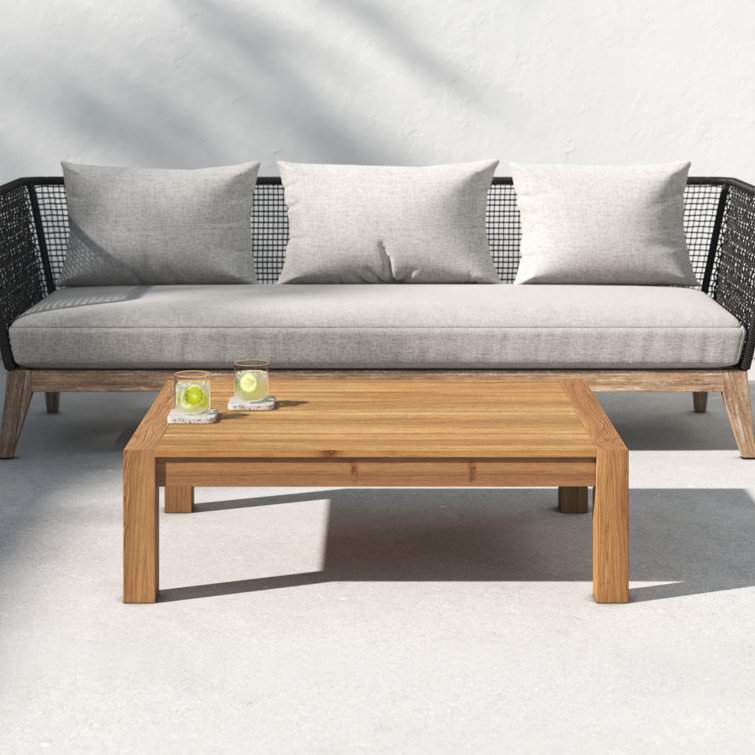 Natural Teak Rectangular Solid Wood Coffee Table