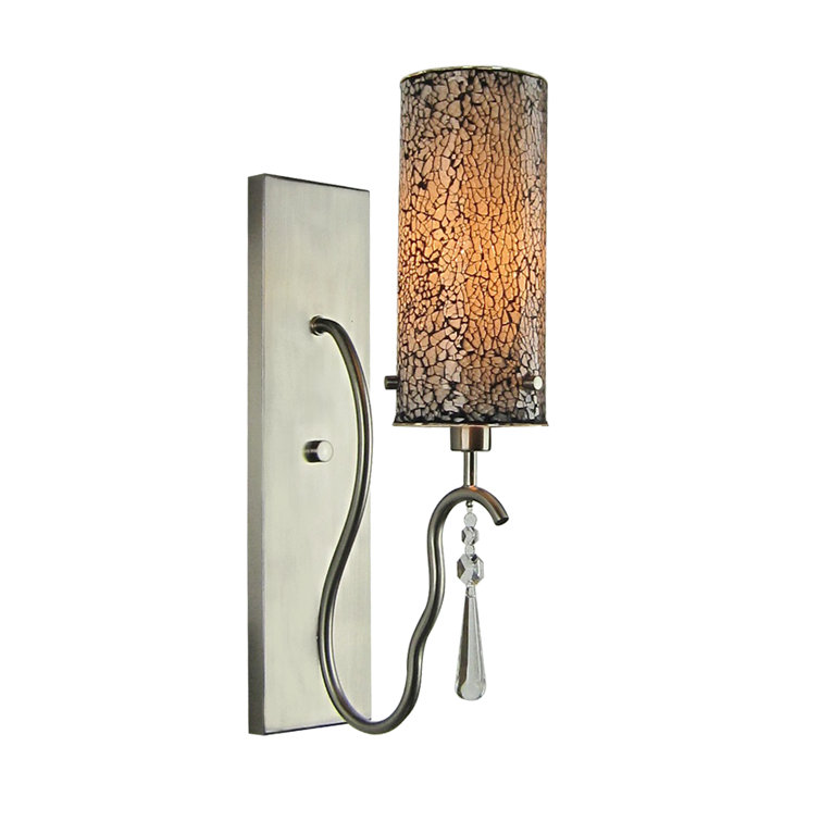 Satin Nickel Wall Sconce with Mosaic Glass Shade