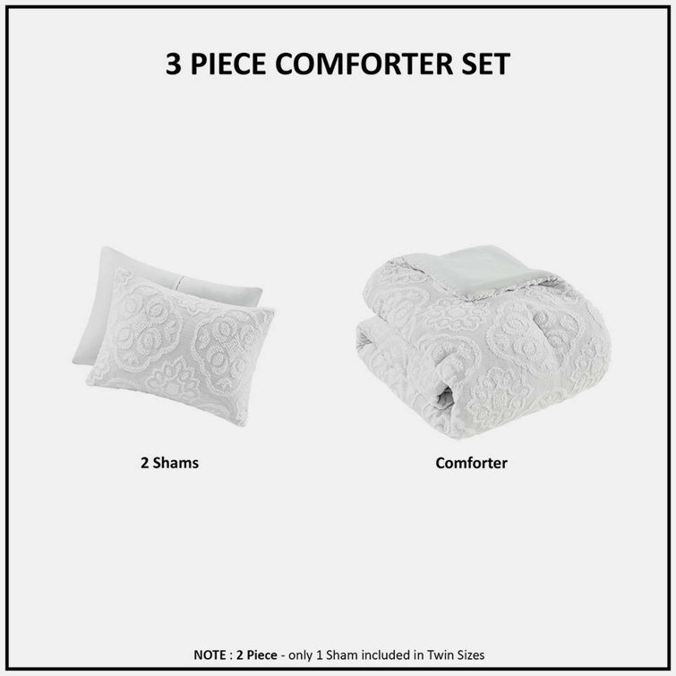 California King Gray and White Woven Bedspread Set