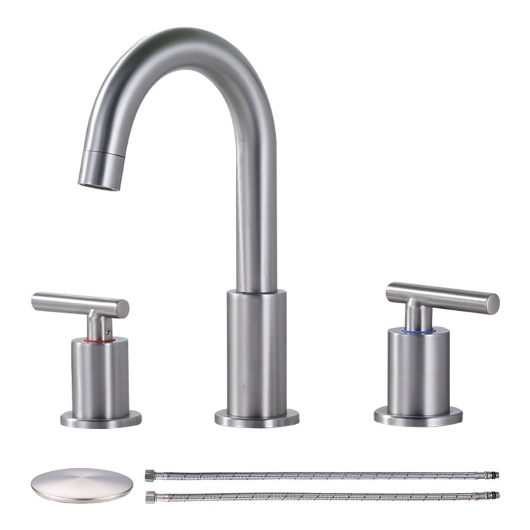 Brushed Nickel Double Handle High Arc Bathroom Faucet
