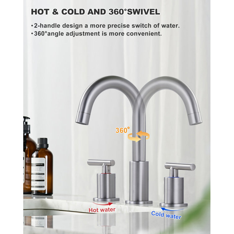 Brushed Nickel Double Handle High Arc Bathroom Faucet