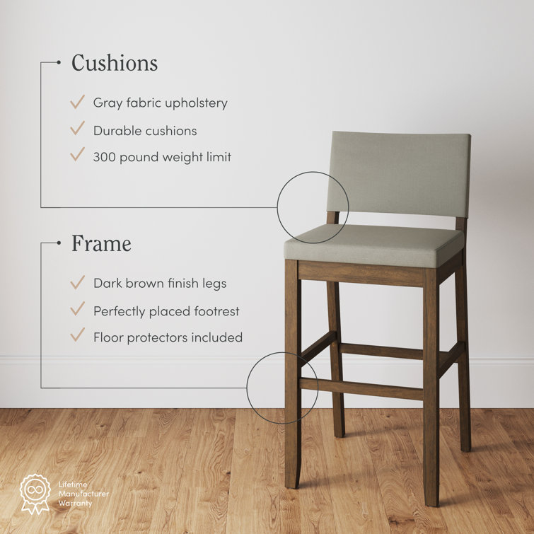 Linus Light Gray and Dark Brown Wood Bar Stool Set