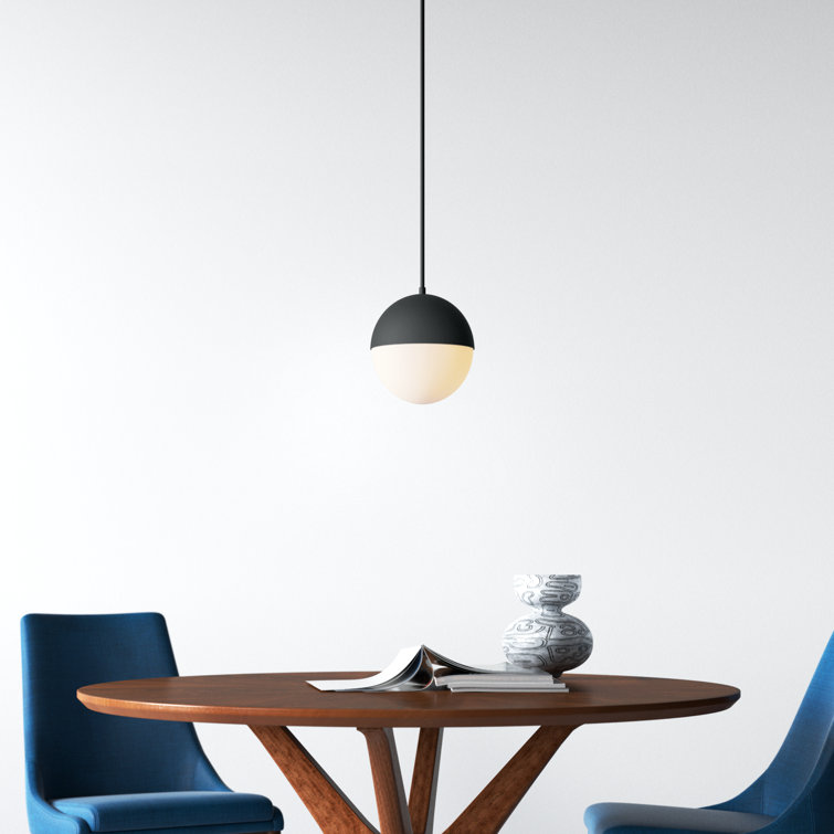 Half Moon 11.75" Satin White Glass & Black Nickel LED Island Pendant