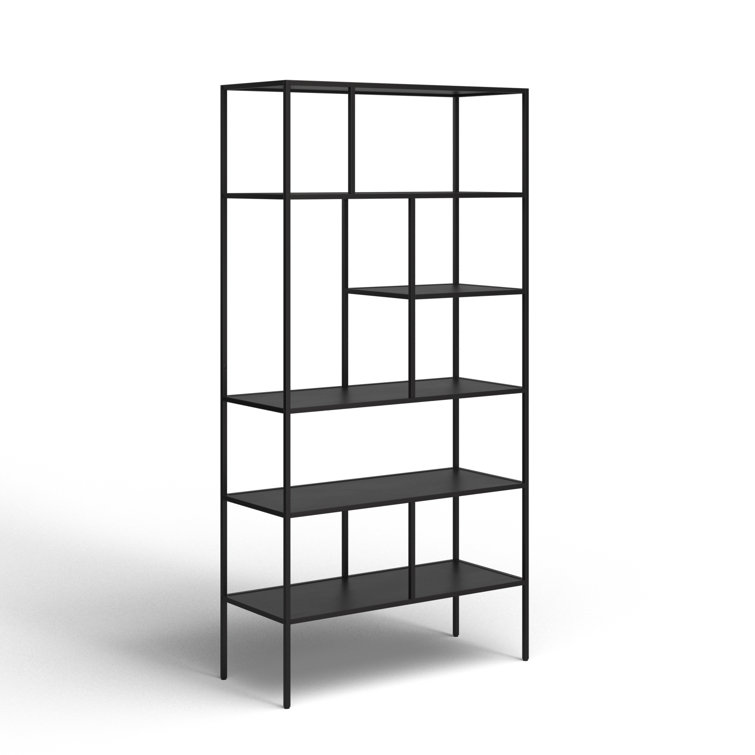 Industrial 5-Tier Blackened Bronze Metal Bookcase, 72" Tall