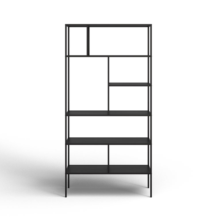Industrial 5-Tier Blackened Bronze Metal Bookcase, 72" Tall