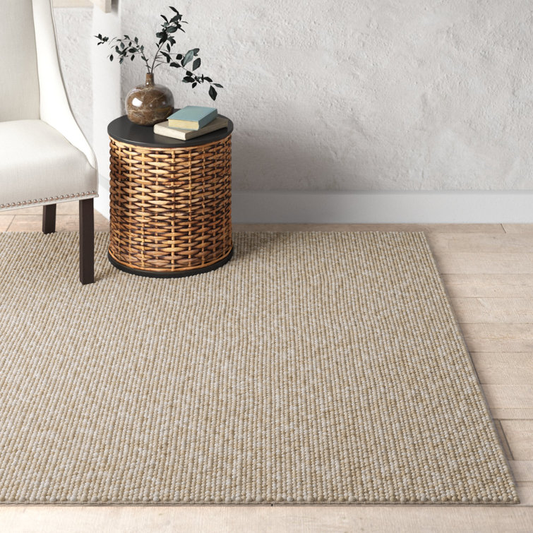 Handmade Beige Wool 9' x 12' Rectangular Rug