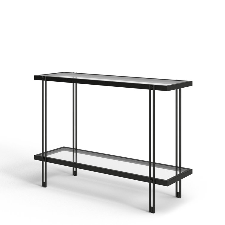Inez 42'' Blackened Bronze Metal and Glass Console Table with Storage