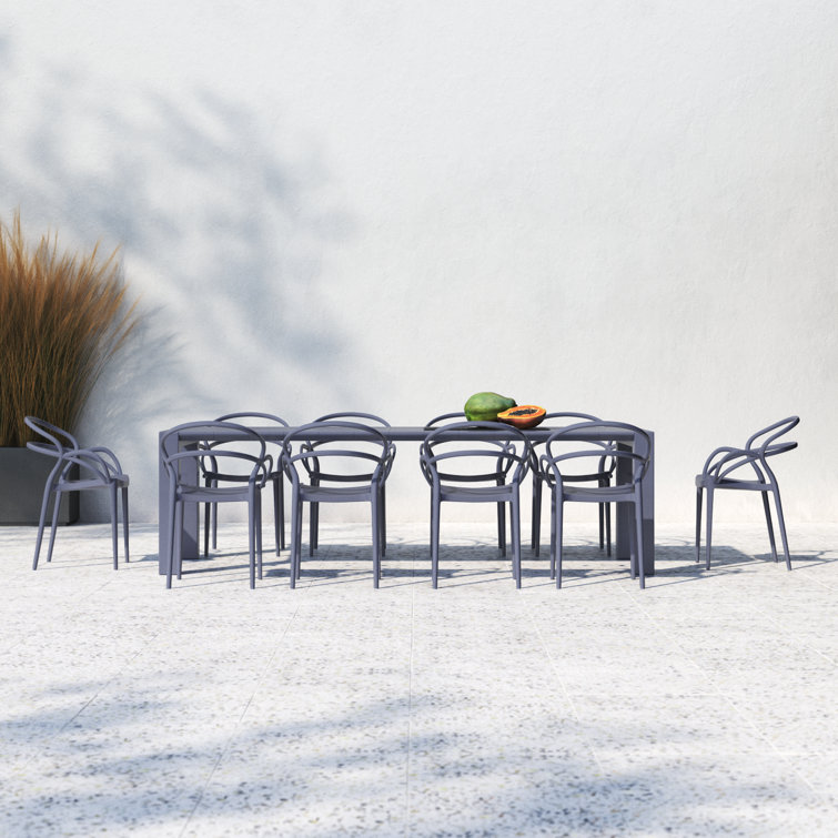 Mila Dark Gray Extendable 11-Piece Outdoor Dining Set
