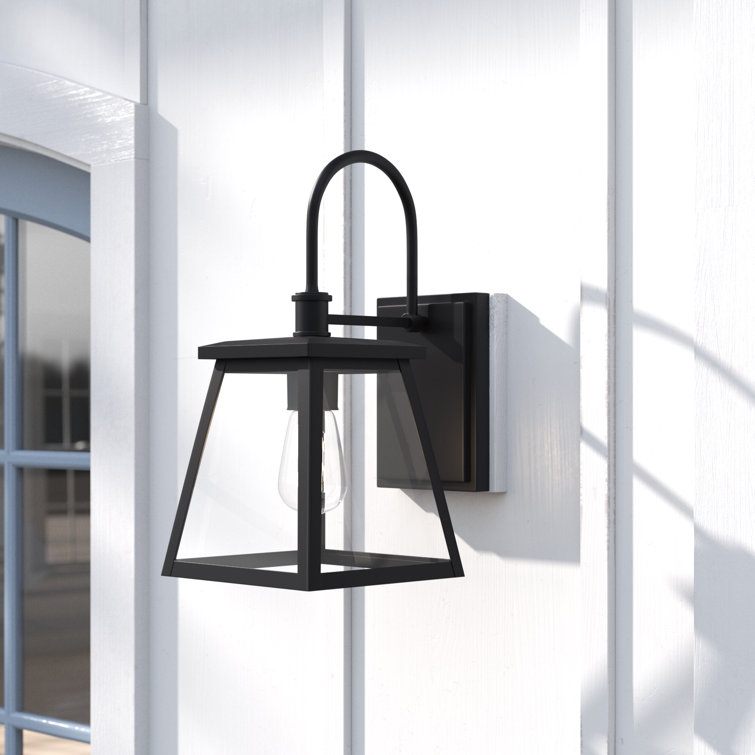 Belmore Classic Black Aluminum Outdoor Wall Lantern with Clear Glass