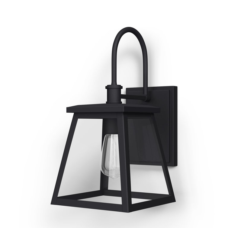 Belmore Classic Black Aluminum Outdoor Wall Lantern with Clear Glass