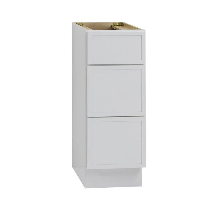 White 12" Freestanding Birch and Plywood Storage Cabinet with 3 Drawers