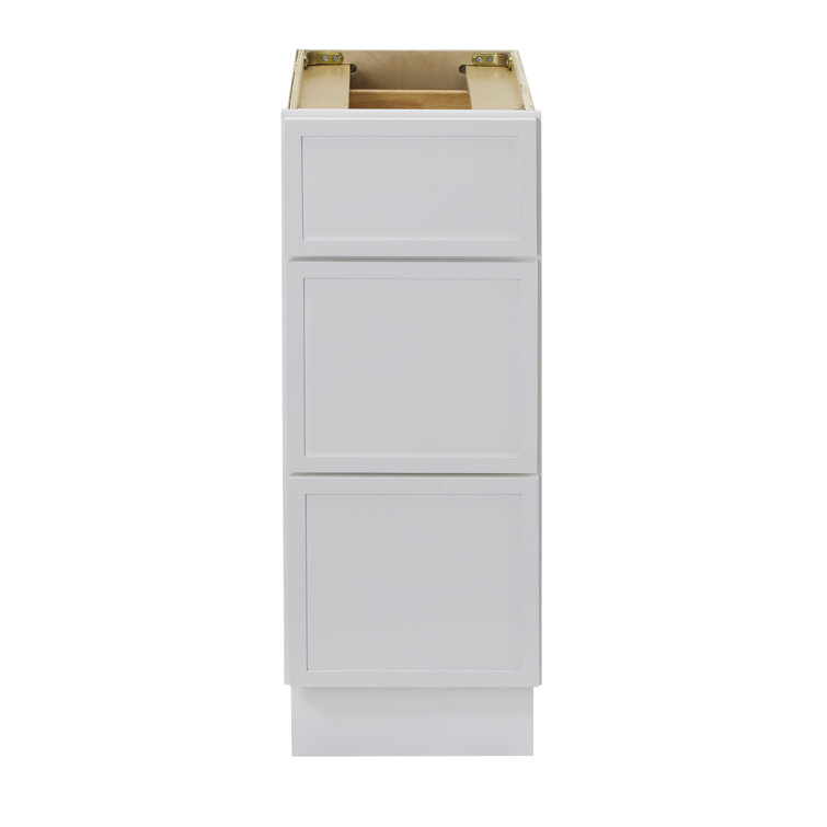 White 12" Freestanding Birch and Plywood Storage Cabinet with 3 Drawers