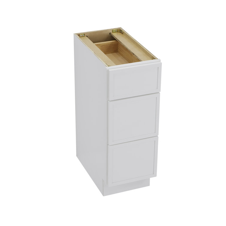 White 12" Freestanding Birch and Plywood Storage Cabinet with 3 Drawers
