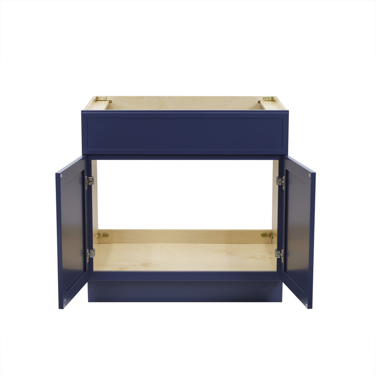 Blue Birch Plywood Freestanding Single Base Cabinet with Soft Close Doors