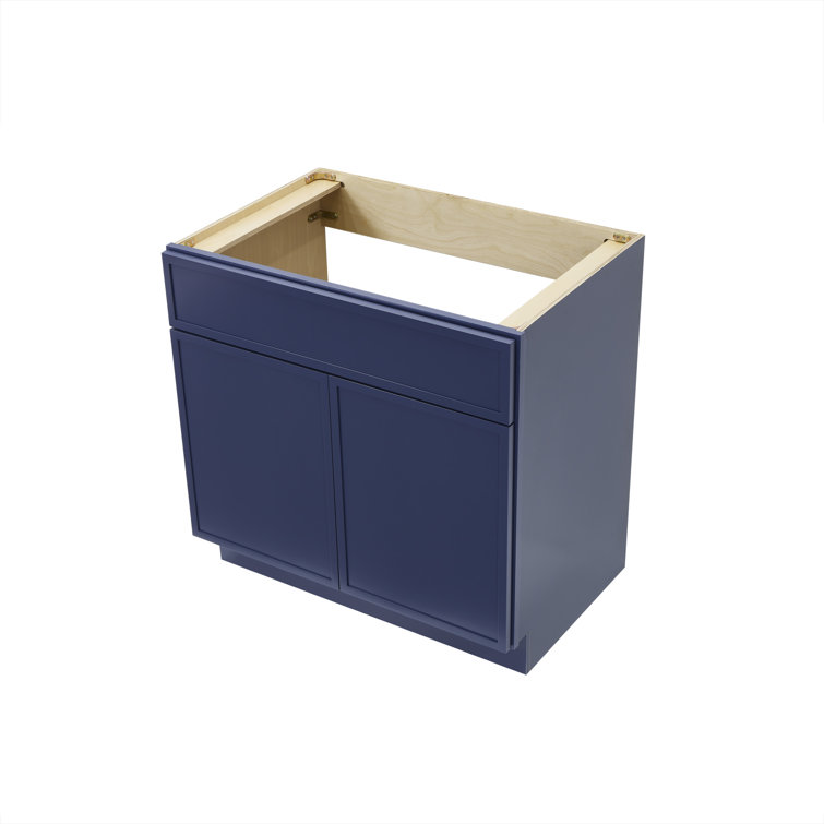 Blue Birch Plywood Freestanding Single Base Cabinet with Soft Close Doors